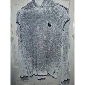 Billabong Waffle Knit Hoodie Womens Large Gray Thermal Surf Pullover Lightweight